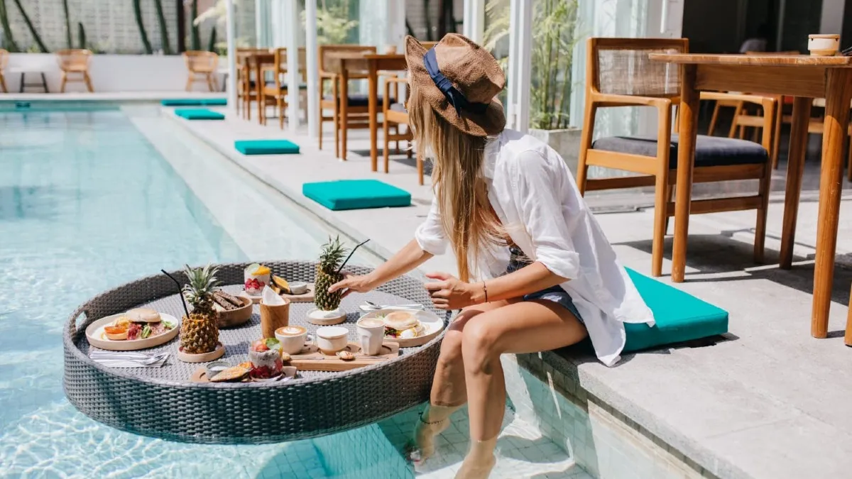 A woman enjoying her vacation. 