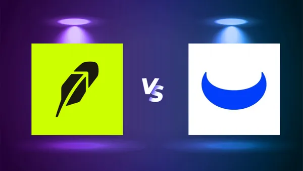 A picture of the Robinhood and Webull icons side-by-side. 